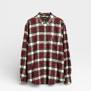 Eddie Bauer Burgundy Red and Black Plaid Shirt